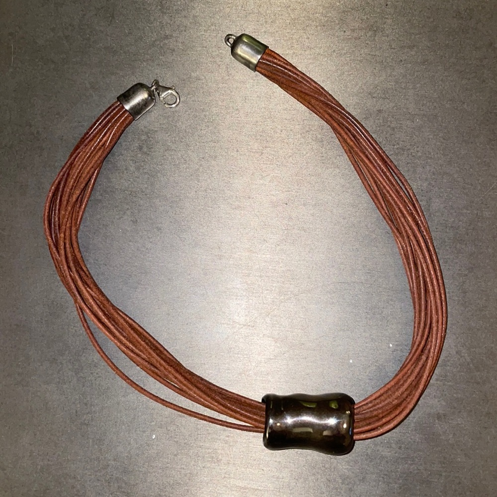 Silpada Electroform multi-strand leather necklace with silver pendant
